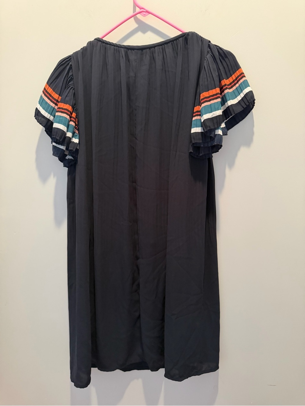 Maje Navy Rolini Pleated Mini Dress - Picture 4 of 5